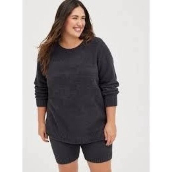 Torrid Teddy Long Sleeve Lounge Sweatshirt Relaxed Size 4X Plus Size 26 Black - Picture 1 of 6